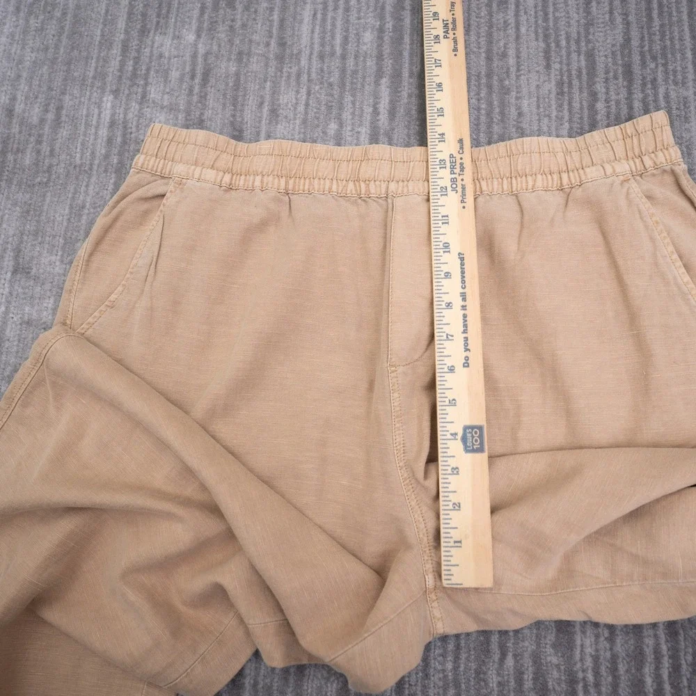 Lucky Brand Mens XXL Tan Linen Cotton Blend Elastic Drawstring Straight Pants